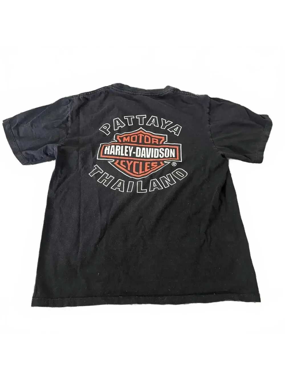 Harley Davidson Pattaya Thailand Black Graphic Tee Men’s Small Biker Shirt